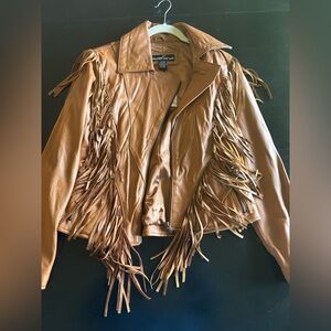 Brown Leather Fringe Jacket